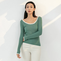 The new 100 hitch round collar bottom stitch cardiovert long sleeve fit inside a low collar sweater woman for a generation