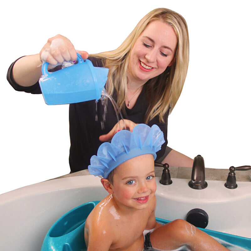 美国kair婴儿童浴帽宝宝洗头帽硅胶防水护耳洗澡发帽幼儿洗头神器-图0