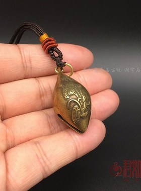 极速仿古黄c铜莲花菩提铃铛挂件浮雕荷花水滴佛铃铜铃铛小铜铃钥