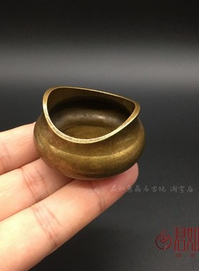 极速实心黄铜小香炉迷你双耳圆肚三足铜炉宣德炉一W炷香铜炉子香