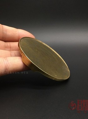 纯铜小圆盘摆件 黄铜迷你小铜盘圆形铜底座三足S小铜盘子桌面摆件