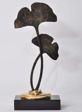 铜银杏叶创意摆件现代轻奢客厅电视柜茶几玄Q关酒柜北欧式装饰品