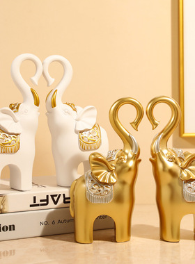 极速北欧大象客厅电视p柜玄关摆设欧式招财福金色对象装饰摆件家