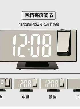 新款LED投影时钟多功能数字闹钟自动感光电子时钟带USB插电简约钟