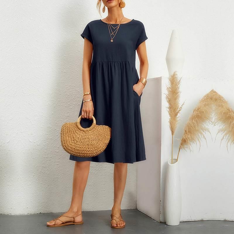 cotton dress for women summer A-line boho midi dresses lady - 图2