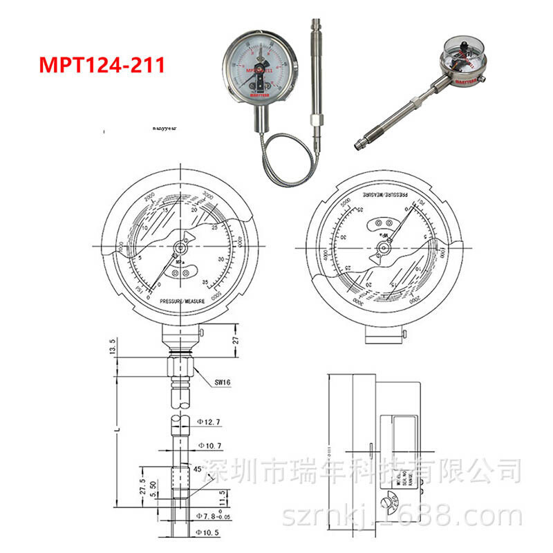 直销MPT124211高温熔体压力表测量传感器化纤聚酯橡塑机械压力传 - 图1