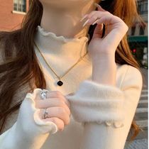 Gush thickened white undershirt woman autumn winter 2023 new inner hitch ear thread long sleeve integrated suede blouse