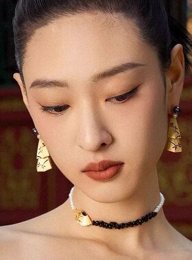 新中式折枝风铃耳环女小众设计二十四节宫廷风高级感气质耳钉耳饰