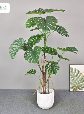 仿真龟背树绿植客厅办公室仿生植物盆栽落地装饰大型热带假树龟背