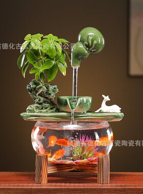 流水摆件循环器客厅家居桌面鱼缸景观办公室开业礼品喷水招财滴水
