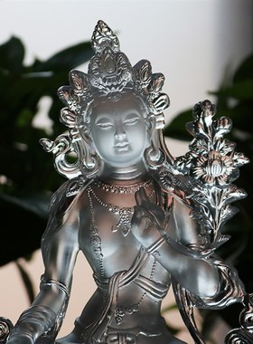 极速古法琉璃白度母佛像藏传密z宗增寿救度佛母佛堂供具摆件 高24