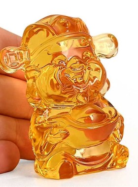 极速新款黄水晶财神爷小摆件琉璃财D神爷像招财摆件吸财祈五福家