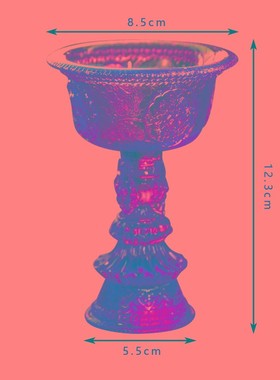 极速禅悦古法琉璃七m色八吉祥酥油灯座家用佛前供奉高脚藏式供杯