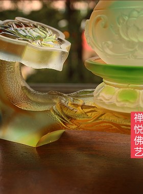 极速古法琉璃莲花如意人参供台家用D佛前莲花圣水贡供杯观音净水