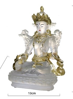 极速禅悦佛e艺古法琉璃白度母佛像佛堂供奉摆件贴金彩绘款密宗工