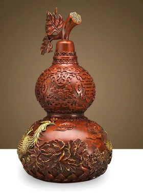 极速龙凤黄铜葫芦摆件开盖空心八卦家居I客厅玄关装饰品办公室礼