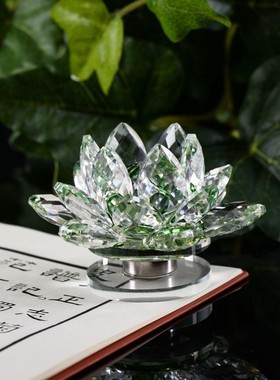 极速大小号粉紫黄水晶莲花摆x件可旋转家居客厅装饰品柜台烛台蜡