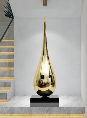 极速轻奢极简创意水滴雕塑v软摆件玄关客厅商场酒店样板间过道装