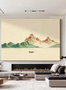 意式极简景背靠金山厅客沙发背墙装饰画一帆风餐厅挂画顺手绘油画