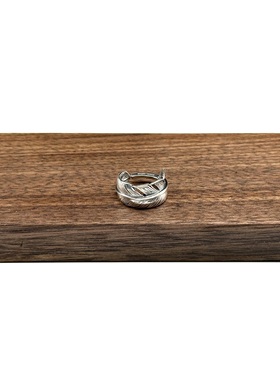 WANGWANG复古925纯银蔷薇老鹰纹高桥风素银羽毛情侣做旧银饰戒指