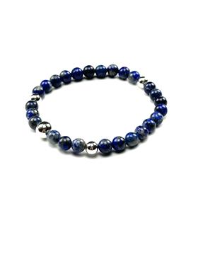 WANGWANG 四银饰6MM黑玛瑙绿松石925纯银情侣潮流时尚银手链手串