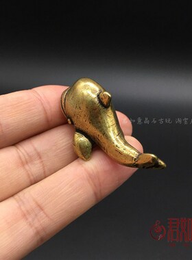 快速发货实d心黄铜小鲸鱼挂件全铜迷你可爱鲸鱼摆件铜鲸鱼海洋生