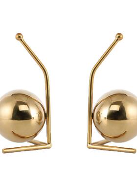 蜗牛书档现代北i欧式家居金属书立摆件书房办公桌金色书靠桌面书