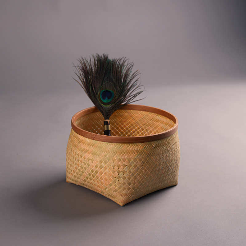 竹筐收纳篮大漆天然手工编织圆形簸箕零食干果杂物盒桌面点心茶道,淘宝优惠券,粉丝福利购,淘宝优惠卷