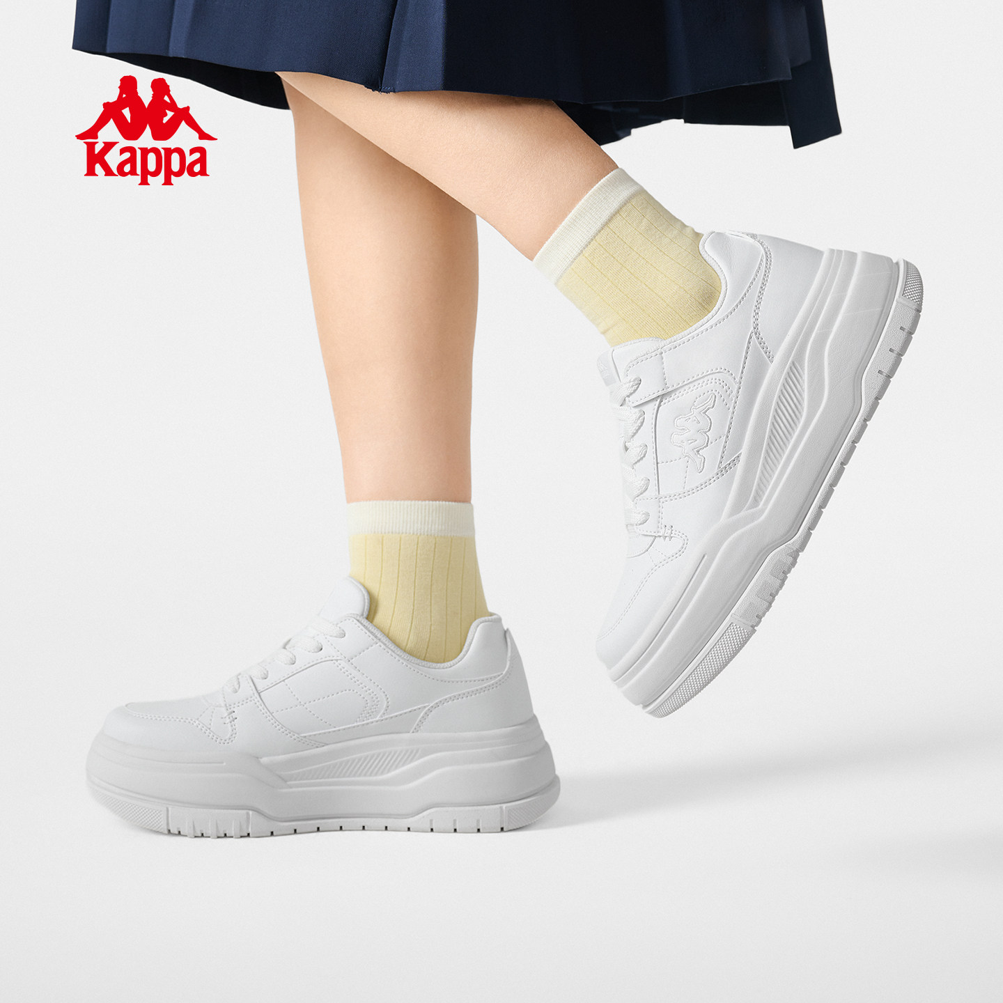 Kappa女鞋板鞋女款2026春季新款厚底增高小白鞋休闲鞋子女运动鞋,淘宝优惠券,粉丝福利购,淘宝优惠卷