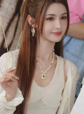 oups易梦玲紫眼爱心项链易梦玲