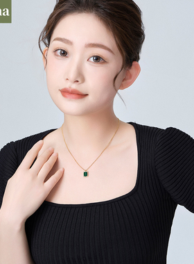 NININA孔雀石项链送女友妈妈礼物