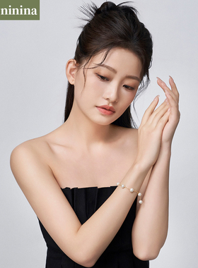 NININA施家珍珠手链满天星金珠女小金珍珠单颗脚链洗手不用摘气质