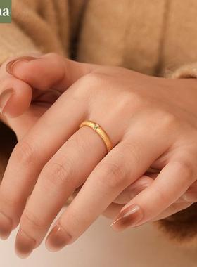 NININA沙金点钻拉丝缎面戒指