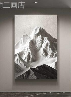 高级感背有靠山画关装饰黑玄白艺术肌理感挂画气客厅背景墙壁大画