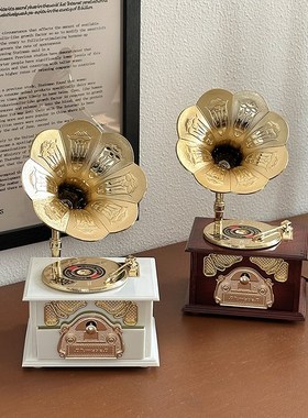 新品复古欧式唱片留声机音乐盒八音盒客厅玄M关办公室装饰摆件生