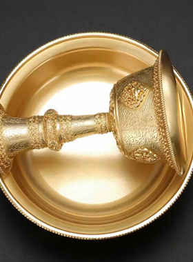 极速西藏护法杯纯铜m居家摆件用品八吉祥浮雕图案糖果盘护法杯大