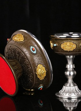 极速新升级黄铜护法杯B款慧宝304不锈钢J内胆杯加铜艺双层供杯碗