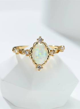 极速Oval Cut Mystmic Blue White Fire Opal Rings For Women Go