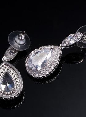 极速项链b新娘耳环礼服婚纱套装配饰饰品锆石套链宴会女首饰晚结