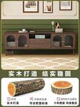 Fa-style retro solid wood TV cabinet Tea Table Combination Living Room Home small family Type American storage TV and TV enclosure