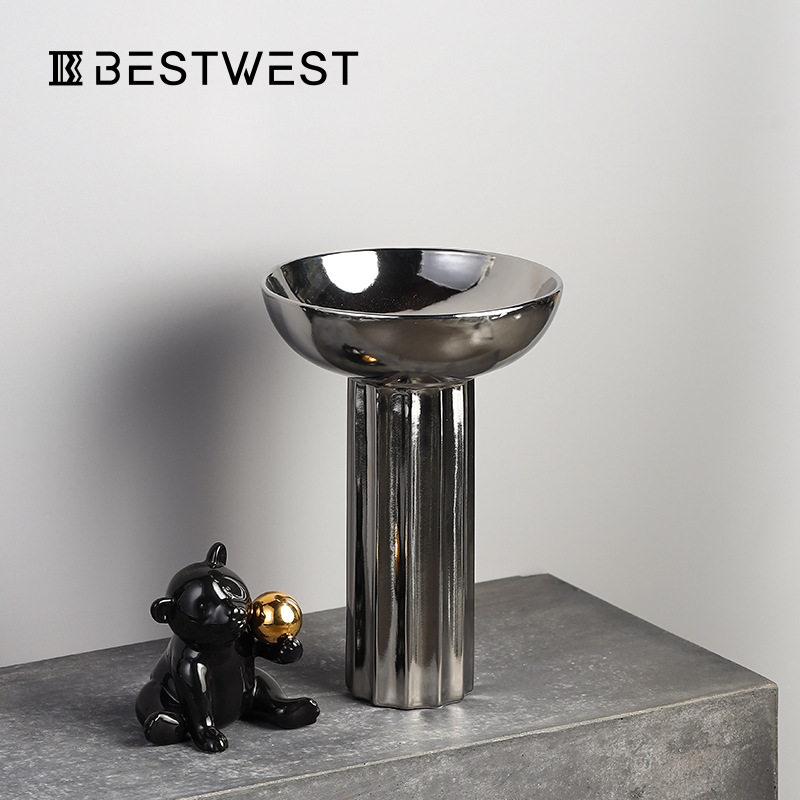 博西家居 电镀陶瓷花瓶摆件客厅电视柜餐桌干插花器样板间装饰品,淘宝优惠券,粉丝福利购,淘宝优惠卷