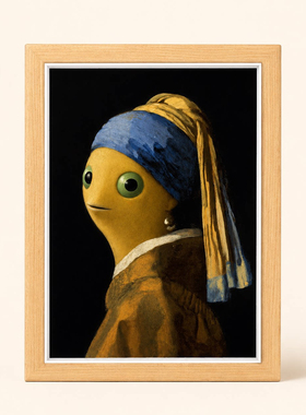 名画奶蛙油画艺术相框挂画桌面摆台创意恶搞书房客厅装饰画框摆件