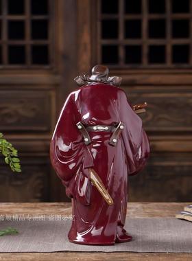 美陶石湾公仔陶瓷中式家居客厅钟馗摆件摆设天师钟馗引福归堂
