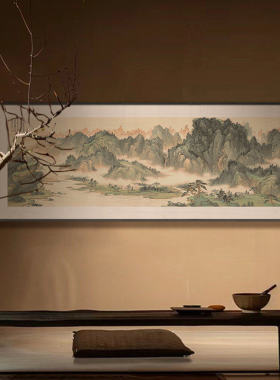 网红高中式新档茶室书房山水装饰画客厅大气禅意挂画酒店餐馆包间
