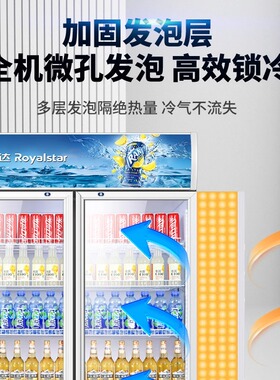 荣事达冷藏展示柜饮料柜立式冰箱保鲜柜双开单门超市商用啤酒冰柜