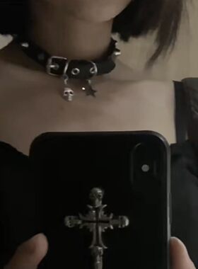 暗黑朋克y2k亚文化辣妹五角星骷髅项链chocker颈炼项圈情侣万圣节