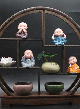 创意静心小和尚家居摆件