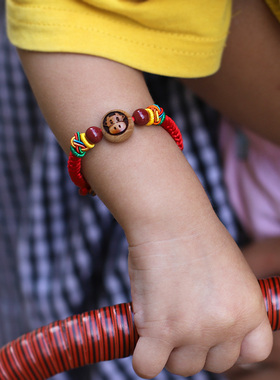 极速宝宝婴儿童红绳手链护身v防惊吓桃木雕刻生肖本命年兔朱砂彩