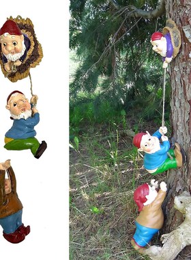 极速Climbing Dwarf Sculpture GnomDe Art Statues Collecting R
