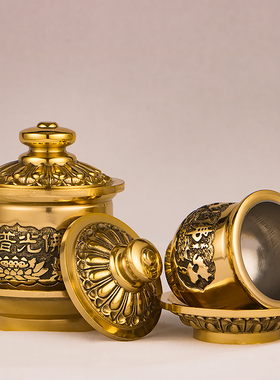 极速莲花佛前供水杯纯黄铜圣供杯摆件供奉供N佛招财净水杯观音供